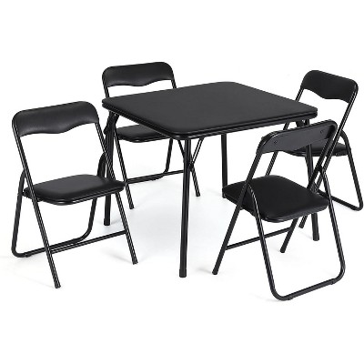 Folding Card Table and Chair Set of 5, Upholstered Foldable Table and Chair Set, Portable Metal Frame Children's Activity Table and Chairs Set