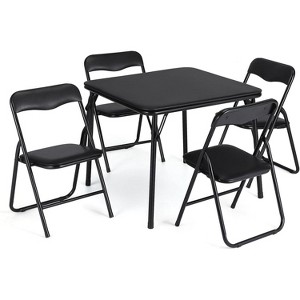 Folding Card Table and Chair Set of 5, Upholstered Foldable Table and Chair Set, Portable Metal Frame Children's Activity Table and Chairs Set - 1 of 4