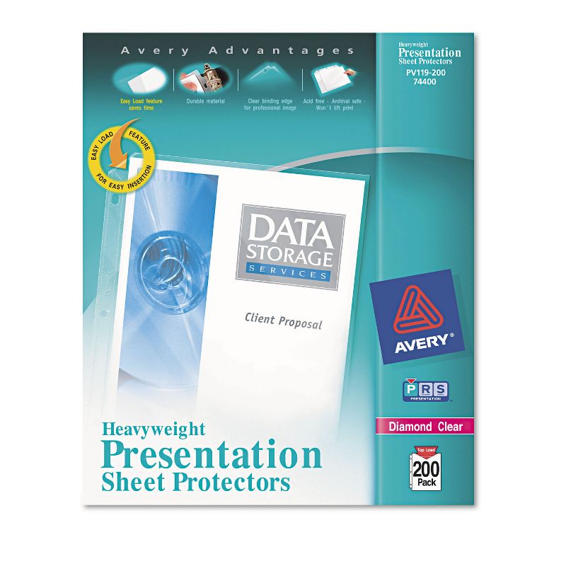 Avery Top-Load Poly Sheet Protectors Heavy Letter Diamond Clear 200/Box 74400, 1 of 8