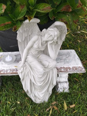 Design Toscano Resting Grace Sitting Angel Sculpture - Large, Off