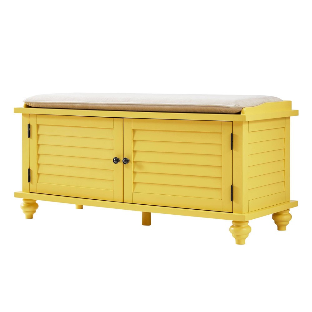 Photos - Chair Everly Velvet Cushion Storage Bench Yellow - Inspire Q