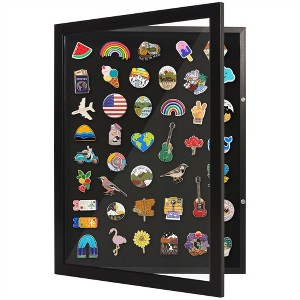 Americanflat 14x18 Pin Display Case Shadow Box for Collectibles with Polished Plexiglass - Black - 1 of 4