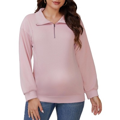 INSPIRE CHIC Women's Nursing Maternity Zipper Shirt Pregnancy Long Sleeves Polo Tops Breastfeeding Sweatshirt