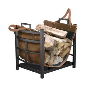 Panacea Mission Log Bin with Synthetic Leather, Wood Dowels, Reinforced Handles, Durable Square Steel Tubing, and Alloy Steel Log Carrier Rack