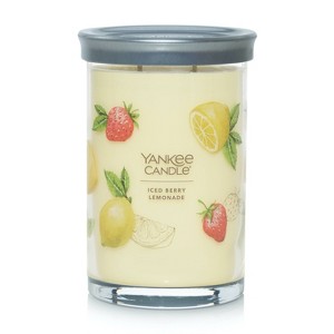 20oz Signature Glass Tumbler Iced Berry Lemonade Candle - Yankee Candle: Soy Wax Blend, Dual Wick, Pomelo & Vanilla Aroma - 1 of 4