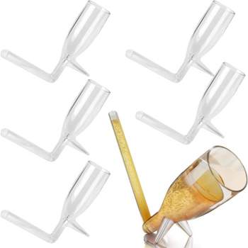 IMPRESA 6 Pack Shooter Plastic Glass Set, Champagne Glasses with Stands, Bachelorette Party Gifts, Prosecco Gifts for Bubbly Lovers, Reusable, Clear