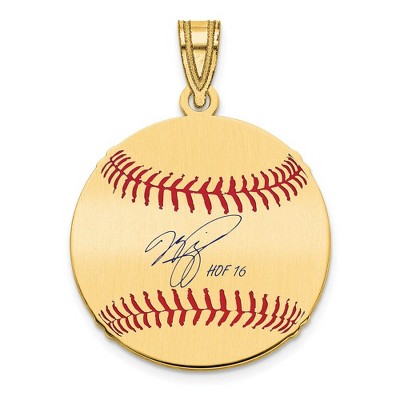 Black Bow Jewelry 14K Gold Plated Mike Piazza Signature SM Enamel Baseball Pendant