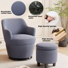 PAGED Modern Swivel Accent Chair, Cotton Linen Fabric Arm Chair with Metal Base, Ergonomic Reading Chair for Bedroom, Living Room Furniture - 3 of 4