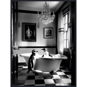 Amanti Art Penguin Romance by Niky Rahner Framed Canvas Wall Art - 1 of 4