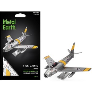 Model Kit North American F-86 Sabre Fighter Aircraft "Jolley Roger" United States Air Force Steel Model by Metal Earth - 1 of 4