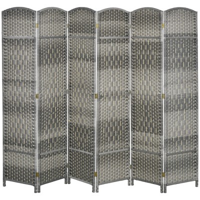 NicBex Room Divider Folding Hand-Woven Privacy Screen with Wood Legs Partition for Home & Office