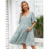 LXT- Maternity Dress Womens Casual Babydoll Dress Ruffle Short Sleeve V Neck Floral Printed Flowy Mini Short Tunic Dress - 4 of 4