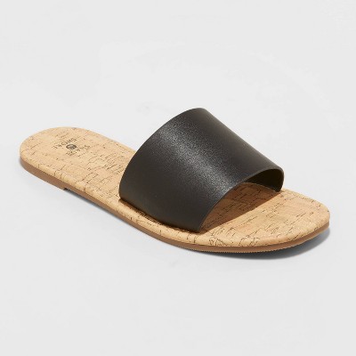 square toe slide sandals