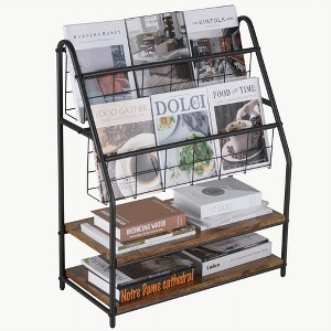 VECELO Small Bookshelf with Metal Frame for Small Spaces, Free Standing - 1 of 4