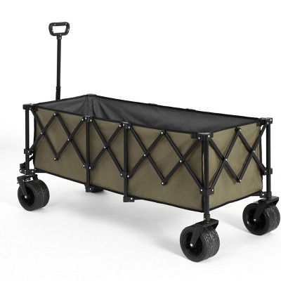 YONWAY Extra Long 300L Wagon Cart Collapsible,220LB Weight Capacity with Big All-Terrain Wheels, Utility Carts for Groceries,Shopping,Camping