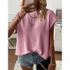 Womens Summer Cap Sleeve Tops Trendy Casual Crew Neck Knit Lightweight Sweater Pullover Top - 4 of 4