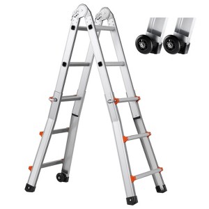 Cesicia 9.5 FT Silver Aluminum Alloy  A Frame Extension Multi-Function Telescoping Ladder - 1 of 4
