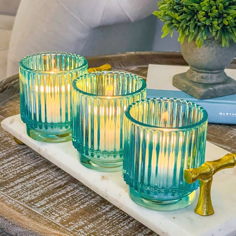 Ribbed Glass Votive Candle Holder (Set of 6), 2 of 10