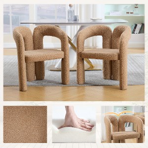 Lyngins 2-Pack Modern Accent Chair – Elephant Feet Design & Curved Back, Upholstered Dining Chair/Barrel Side Chair/Armchair for Living Room - 1 of 4