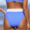 Women's Cerulean & White Colorblock High-Rise Bikini Bottoms - Cupshe - image 4 of 4