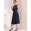 Allegra K Women's Striped Crew Neck Sleeveless A-Line Midi Work Office Dress - 2 of 4