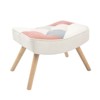 Kumasinova Chic Splicing Pattern Accent Rocking Chair with Ottoman,Mid-Century Patchwork Linen Rocker with High Back for Living Room,Pink/White - 3 of 4