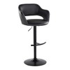 Contemporary Adjustable Barstool with Swivel, Faux Leather, Rounded T Footrest, Set of 2 - 2 of 4