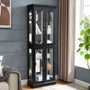 Elegant Lighted Glass Curio Cabinet with Adjustable Shelves & LED Lighting, Wooden Frame Storage for Living Room, Kitchen, Wine & Collectibles - 4 of 4