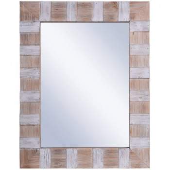 Rectangular Faux Wood Striped Wall Mirror Brown - StyleCraft