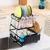 FURNIinspire Kitchen Racks 3 Tier Dish Rack Large Rust Proof Dish Drying Rack with Bottom Tray for Kitchen Counter, Black, 12"*18.9"*15.9" - 2 of 4