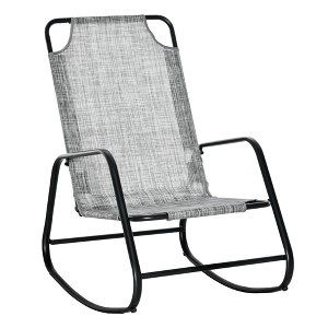 Outsunny Garden Rocking Chair, Outdoor Indoor Sling Fabric Rocker for Patio, Balcony, Porch, Gray and Brown - 1 of 4