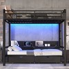 TIRAMISUBEST Queen over Queen / Full over Full Bunk Bed with Shelves and Drawers, Metal Bunk Bed with USB Ports and Lights - 3 of 4