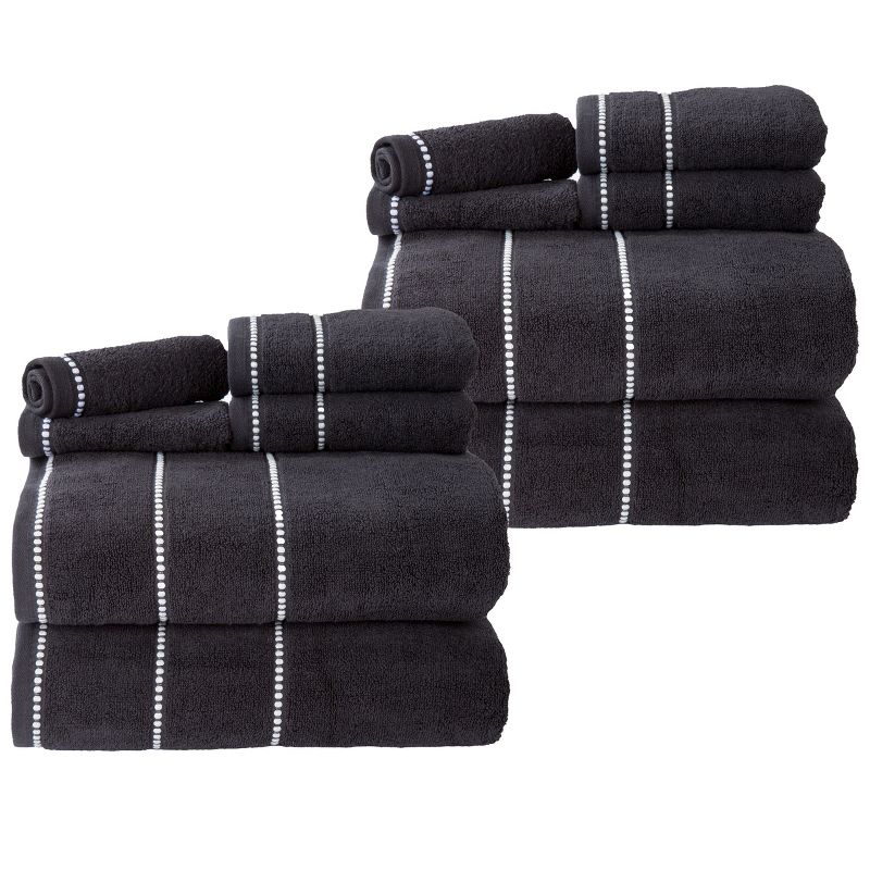 Lavish Home 12PC Cotton Bath Towel Set - Quick Dry Towels with 4 Bath Towels, 4 Hand Towels, and 4 Washcloths, 1 of 7