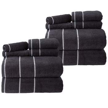 Lavish Home 12PC Cotton Bath Towel Set - Quick Dry Towels with 4 Bath Towels, 4 Hand Towels, and 4 Washcloths