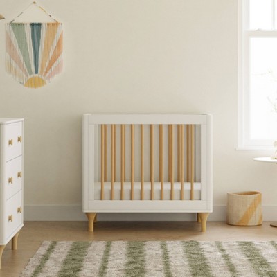 White and Natural Pine 4-in-1 Convertible Mini Crib