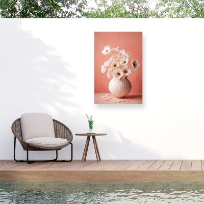 Trademark Fine Art - Treechild  White Poppy On Coral Background Matted Framed Art