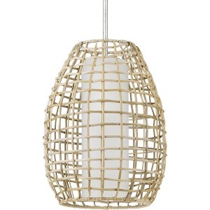 Progress Lighting, Pawley Collection, 1-Light, Outdoor Hanging Pendant Light, Galvanized, Rattan Shade - 1 of 2