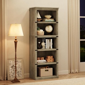 Tier Bookcase, Farmhouse Book Shelf with Storage Open Display Bookshelves - 1 of 4