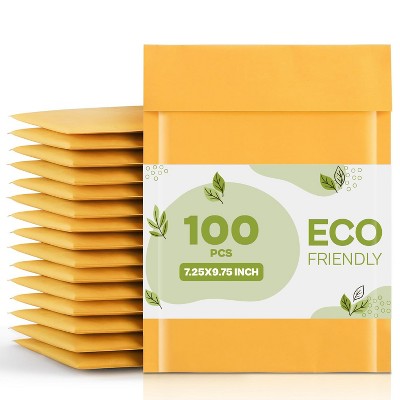 PSBM 100 Pieces 7.25" x 9.75" Kraft #DVD Padded Bubble Mailers for Shipping