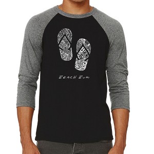 LA Pop Art Men's Raglan Baseball Word Art T-shirt - BEACH BUM - 1 of 4
