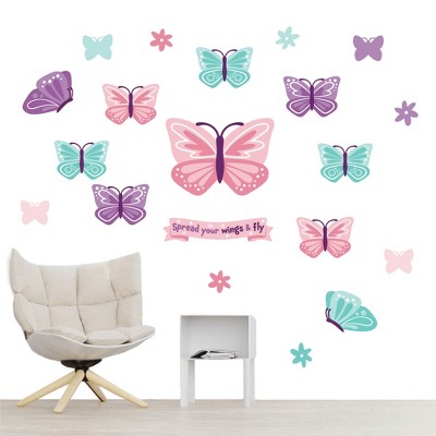 Maroon Butterfly Wall Decals, Nursery Stickers