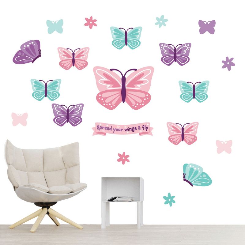 Big Dot of Happiness Beautiful Butterfly - Peel and Stick Nursery And Kids Room Vinyl Wall Art Stickers - Wall Decals - Set of 20, 1 of 9