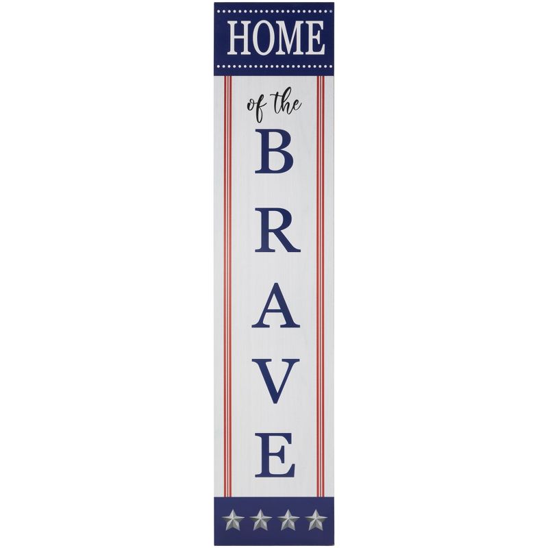 Northlight 36" Home of the Brave Patriotic Wooden Porch Board Sign Decoration, 1 of 7