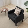 TYBOATLE Tufted Black Leather Accent Chair, Mid-Century Armchair for Office, Living Room, Bedroom - 2 of 4
