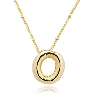 Bubble Initial Necklace; 14K Gold Plated Balloon Letter Pendant; Custom Name Jewelry; Trendy Chunky Gift for Women - 1 of 4