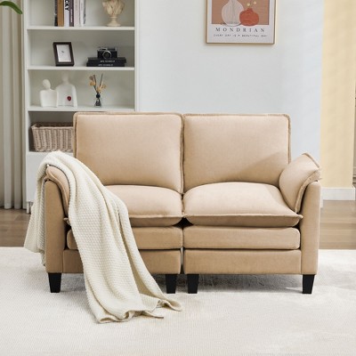 HYLEORY 49.6'' Width Modern Linen Flannel Fabric Loveseat for living room Bedroom