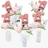 Big Dot of Happiness 1st Birthday Girl Farm Animals - Pink Barnyard First Birthday Party Centerpiece Sticks - Table Toppers - Set of 15 - 2 of 4