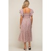 PinkBlush Light Pink Floral Flutter Maternity Midi Dress - 3 of 4
