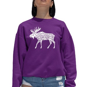 LA Pop Art Women's Word Art Crewneck Sweatshirt - Moose - 1 of 4