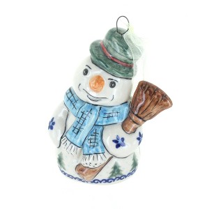 Blue Rose Polish Pottery 354 Vena Snowman Figurine - 1 of 2